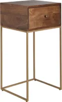 Nachttisch Mango Massivholz/Metall, Industrial-Stil, Boxspringbett-kompatibel, Geräumige Schublade. 40x35x75 cm | Kadima Design