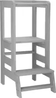 Lernturm für Kinder Learning Tower Hochstuhl Lernstuhl Tritthocker 90x39x52 cm - Grau