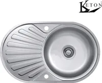 Keton Edelstahl Einbauspüle 78cm x 48cm Küchen Spüle Küchenspüle Edelstahlspüle Becken mit Hahnlochstopfen beidseitig gelocht