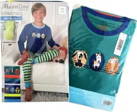 Jungen Pyjama,Zweiteiliger Schlafanzug 100% Baumwolle,Blau,92-98