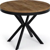 Runder Ausziehbarer Esstisch - Loft Style Tisch mit Metallbeinen - 100 bis 180 cm - Industrieller Tisch für Wohnzimmer - Kompakt - 100 cm - Lefkas Eiche
