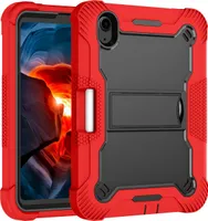 Pouzdro pro iPad mini 2024/iPad mini 2021, robustní hybridní ochranné pouzdro na tablet se stojánkem červené