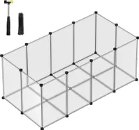SONGMICS Kleintierkäfig, Freigehege mit Bodenplatten, 145 x 72 x 57 cm, weiß