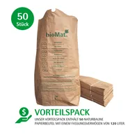 bioMat Kompostierbare 120l Papiersäcke für Grünschnitt, 50 Papiersäcke für Gartenabfälle, 2-lagig, Reißfest, Nassfest
