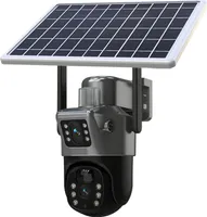 4K-Solarkamera 32G, kabellose Überwachungskamera, Akku-Kamera, WLAN-Solarkamera, Dual-Linse, Dual-Bildschirm, Sicherheitsschutz, Solar-CCTV-Überwachungssystem