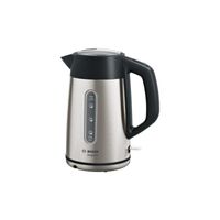 Bosch DesignLine Wasserkocher TWK4P440, 1,7 Liter, Wasserstandsanzeige ablesbar beidseitig, 2400 Watt, Edelstahl/schwarz