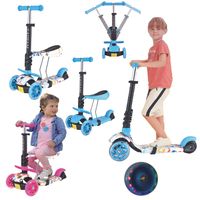 Kinder Roller Scooter mit LED Räder Abnehmbarem Sitz 3 Rad Höheverstellbare DHL 