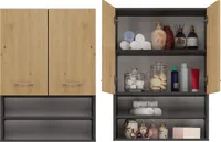 Bad-Hängeschrank mit MARGO-Regalen – Artisan-Eiche / Anthrazit