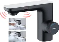 Infrarot Badarmatur mit Sensor, Automatik Berührungsloser Waschtischarmatur Induktion Wasserhahn Bad Armatur Waschbecken Mischbatterie Einhebelmischer für Badezimmer
