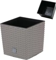Blumentopf + Einsatz Blumenkübel Rattan RATO LOW DRTS200L Mocca