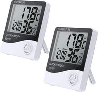 4 Stücke Innen LCD Digital Temperatur Hygrometer mit LCD Display Temperaturmesser Feuchtigkeitmessgerät und Systemzeit 12 Stunden/ 24 Stunden mit Alarm