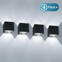 4 balenia 12W LED nástenných svietidiel vnútorné/vonkajšie nástenné svietidlo hore a dole nastaviteľný svetelný lúč 2700-3000K studená biela
