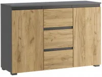 Meblowa1 Komoda NEO 120 Antracyt-Dąb Craft, 3 szuflady, nowoczesny design, matowe wykończenie