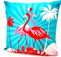 heimtexland ® Outdoorkissen mit Füllung Garten Dekokissen 45x45 schmutz- und wasserabweisend Deko Kissen Outdoor Typ688 Flamingo-Pärchen