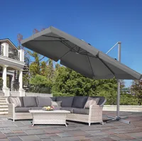 Sekey Sonnenschirm 300 ×300 cm Aluminium Ampelschirm Rechteckig  Marktschirm 360° drehbar Sonnenschutz UV 50+ Marktschirm mit Schirmständer