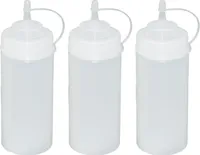 3 Stück transparente Quetschflaschen 0,49 Liter Dosierflasche Spenderflasche Dressingflasche