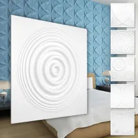 HEXIM 3D Wandpaneele, PVC Kunststoff weiß - Kreis Design Paneele 50x50cm Wandverkleidung (2QM HD075) Qualität Nachbildung Schlafzimmer Deckenplatten