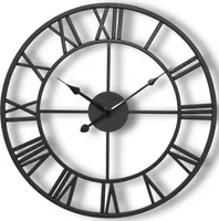 HSXL - Große industrielle Wanduhr aus Metall - 60 cm - Schwarze Wanduhr Ø 60cm, moderne Uhr, dekorative Uhr, Metallwanduhr, Wohnuhr