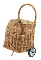 Kobolo Kaminholzwagen mit Griff Rollen Reifen Räder Brennholzwagen - Rattan lacak - Wooden trolley Helper Holzablage Wagen Helfer Aufbewahrung Deko