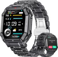 Smartwatch Herren mit Telefonfunktion, 1,85'' Militär Smart Watch Herren, Smartwatch mit Blutdruck/Herzfrequenz/Blutdruckmessung/24 Sportmodi,5ATM Wasserdicht Smartwatch Sportuhr pour Android iOS