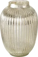 BOLTZE Dekovase "Ilaya" aus Glas in antiksilber, Vase Blumenvase