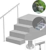 Jiubiaz Treppengeländer 120cm ohne Querstreben Edelstahl Geländer und Handläufe Balkongeländer Aufmontage Treppe Brüstung Balkon Pflegeleicht Innen und Außen Brüstung