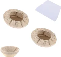2 Stück Bäckerleinen, 25cm Leinentuch Brot Backen mit Teigschaber,,Natural Linen Dough für Brot Gärkörbchen Gärkorb