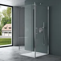 Mai & Mai Duschkabine Duschabtrennung BTH: 75x75x195cm in U-Form ESG-Sicherheitsglas Klarglas Nano-Beschichtung mit Duschtasse Ravenna36UK