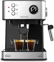 Cecotec Kaffeemaschine Power Espresso 20 Professionale.für 1-2 Tassen,20 bar, 1'5 L,Siebträger mit Doppelauslauf, Milchaufschäumdüse, Manometer,Tassenabstellfläche, 850 W, edelstahl