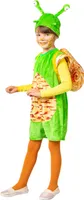 O520-116-128 grün Kinder Schnecken Overall mit Mütze und Schneckenhaus-Rucksack Gr.116-128