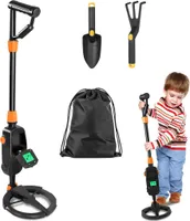 Wykrywacz metali dla dzieci do głębokości 13 cm z łopatą i pięciozębną broną oraz torbą do przenoszenia Wykrywacz metali z wyświetlaczem LCD + wskazówki dźwiękowe, dla dzieci, początkujących CEEDIR