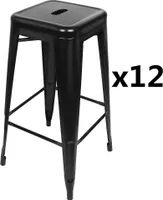 12er Set Barhocker Metall Bistrohocker Tresenhocker Barstuhl mit Fußstütze 61x40x40cm Stapelbar
