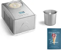 SPRINGLANE Eismaschine Emma 1,5 L mit selbstkühlendem Kompressor 150 W inkl. Edelstahl Zusatzbehälter, Eiscrememaschine aus Edelstahl mit entnehmbarem Eisbehälter, inkl. Rezeptheft