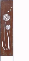 Edelrost Sichtschutz Wand Schild Pusteblume, Gartendekoration 170x32 cm