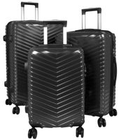 Hartschalen Trolleyset Kofferset mit Dehnfalte und TSA Schloss PM Meran Schwarz Set (M,L,XL)