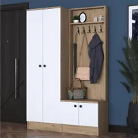Skye Decor, P6 - M5 - 2423, Hallenstand, Weiß, 100 % MELAMINBESCHICHTETE Spanplatte der Güteklasse E1, 119,6 x 35,5 x 182,8 cm