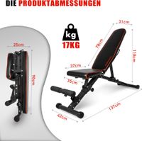 EINZIGARTIG! Profihantel Klappbare Deluxe Hantelbank – Einzigartiges & platzsparendes Faltsystem,  sicheres Verstellsystem, 3-fach verstellbarer Sitz, Beinhalterung für Bauchtraining, inkl. Trainingsposter, Trainingsplan und Ratgeber