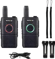 Retevis RT618 Walkie Talkie Großer Reichweite Wiederaufladbar USB Ladekabel 16 Kanäle VOX Dual PTT Ultradünn PMR Funkgerät Set (1 Paar, Schwarz)