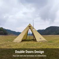 MCETO Tipi-Zelt für 4–6 Personen, mit Ofenanschluss, Camping-Pyramide, Tipi-Zelt für Camping, Rucksackreisen, Wandern, Braun