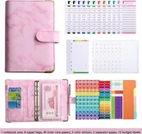 A6 Faux Leather Looseleaf Notebook Binder Budget Marbling Binder Budget Planner Binder Cover Looseleaf Binder Money Organizer Cash Budget Sheet (Pink)
