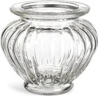 12 x Windlichter aus Glas mit geriffelter Struktur und Zirbelnuss-Optik - Windlichthalter Teelichtgläser Teelichhalter