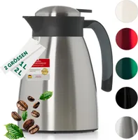 Blumtal® Thermoskanne 1L Silber – BPA-frei, Edelstahl Teekanne & Kaffeekanne mit Quick Tip, auslaufsicher