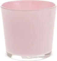 Glastopf Pflanzgefäß Teelichtglas rund Übertopf rosa 11,5 cm