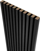 MEBANO. Akustikpaneele auf Schwarzplatte - 4 Stücke x (240x18,5 cm), Schwarz, Wanddeko Lamellen aus MDF, Wandverkleidung, Paneele Wand Wohnzimmer, Holzpaneele auf HDF-Platte