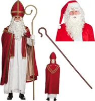 Nikolaus Kostüm Bischof - Gr. S - 3XL + Deluxe Perücke mit Bart  + Stab Gr. L/XL
