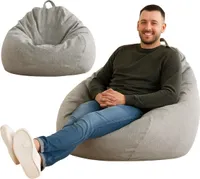AD.CON Beanbag s výplňou z EPS guličiek Puff Relax kreslo Sedací vankúš Podlahový vankúš Bean bag 120x120x60 Svetlosivá 350L