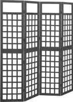 Möbel Spalier/Paravent 4-teilig Massivholz Tanne Schwarz 161x180 cm - Paravents 316483