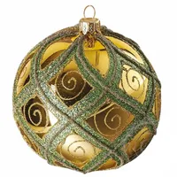 Weihnachtskugel Grün - Gold