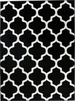 Schwarzer Teppich mit orientalischem Muster – Modern & Elegant : 80x150 cm