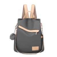 Damen Rucksack Geldbörsen mit Pom Pom Anti-Diebstahl-Reisetasche Convertible Satchel Handtaschen und Umhängetasche, Grau
